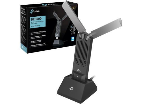 TP-Link Archer TBE400UH BE6500 WiFi 7 Dongle High Gain USB WiFi Adapter for PC, Tri-Band, MLO, Broader Coverage,OFDMA, MU-MIMO and Multi-RU, USB 3.0, WPA3, Easy Installation - Black